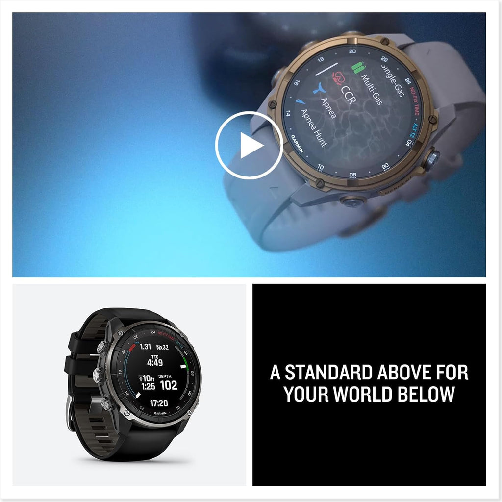 Garmin Descent™ Mk3i – 51 mm Silver and Black PVD Titanium with Black/Pebble Gray Silicone Band