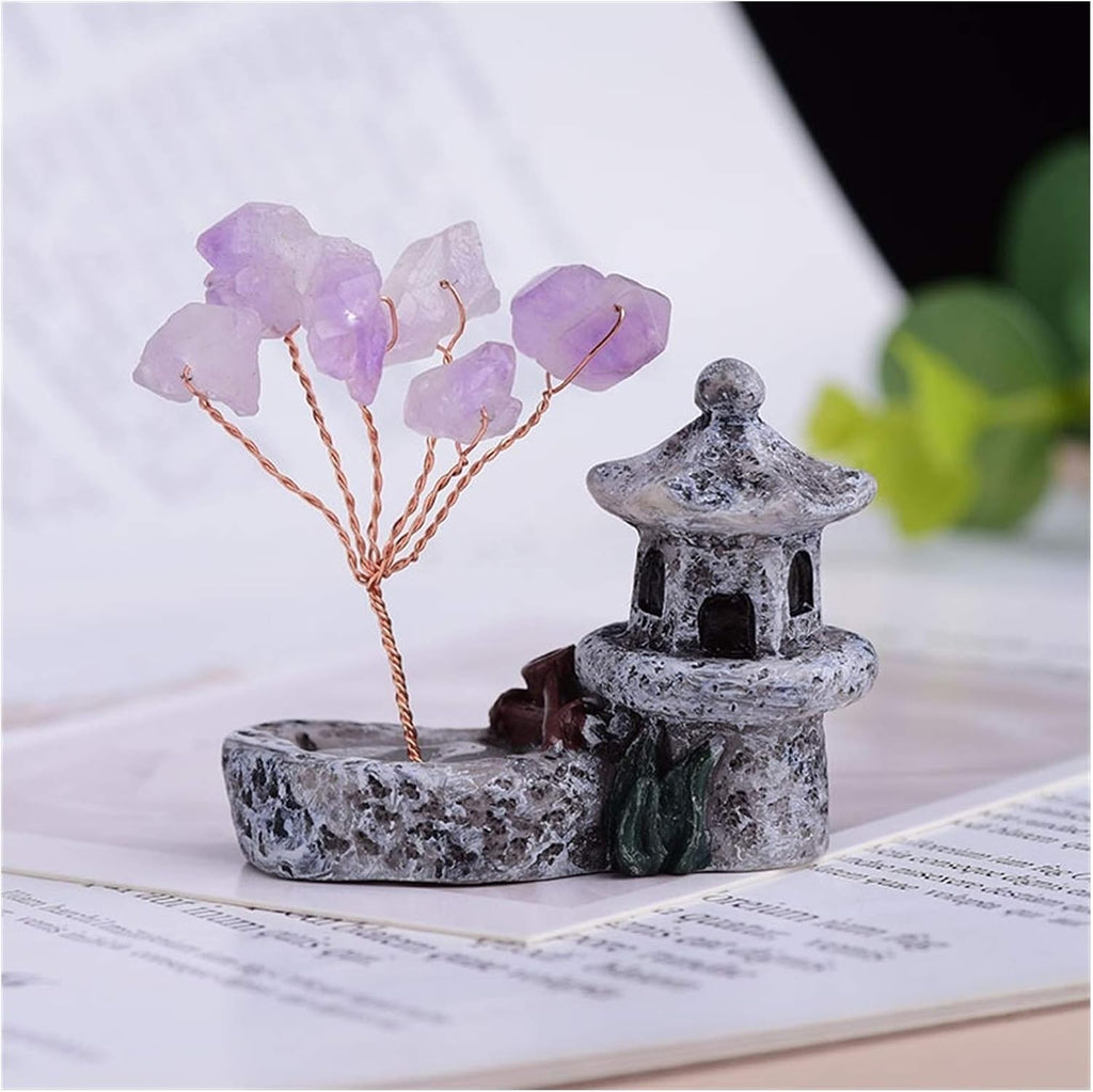 Crystal Tree Natural Amethyst Lucky Tree Crystal Quartz Gem Tree Mineral Ornaments Garden Healing Pavilion Decoration Home Decoration Gemstone Tree,C