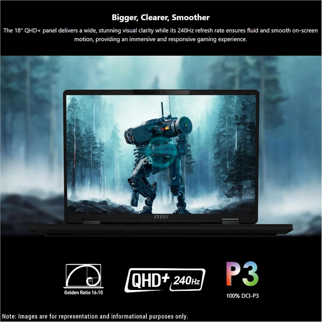 msi Crosshair 18 HX AI Gaming Laptop, Intel Ultra 9-275HX, 32 GB DDR5 RAM, 1 TB PCIe SSD, 18' QHD+ (2560x1600) 240Hz Display, Nvidia G-Force RTX 5070, 24-Zone RGB Keyboard, W11 Home, Gray