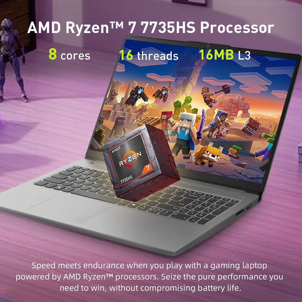 Lenovo LOQ 15.6' Gaming Laptop, AMD Ryzen 7 7735HS Laptop with FHD 1920 * 1080 144Hz Display, GeForce RTX 4050, 16GB DDR5 + 512GB SSD, Backlit Keyboard, Wi-Fi 6, Windows 11 Home, Grey