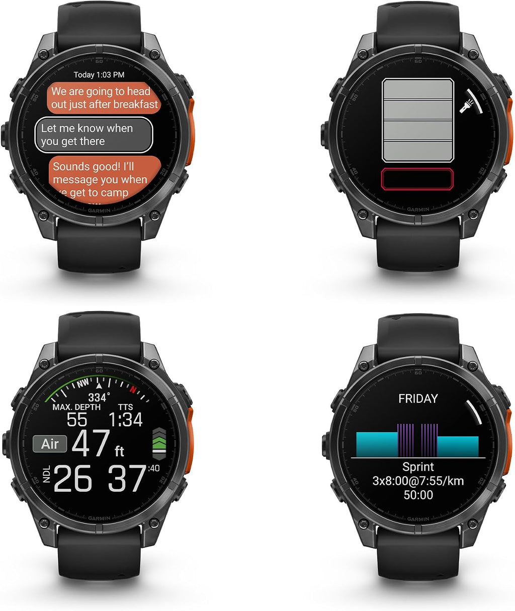 Garmin Fenix 8 47MM AMOLED Premium Multisport GPS Smartwatch Slate Gray with Black Silicone Band, Built-in LED Flashlight, Fitness and Health Smart Watch Bundle for Men and Women