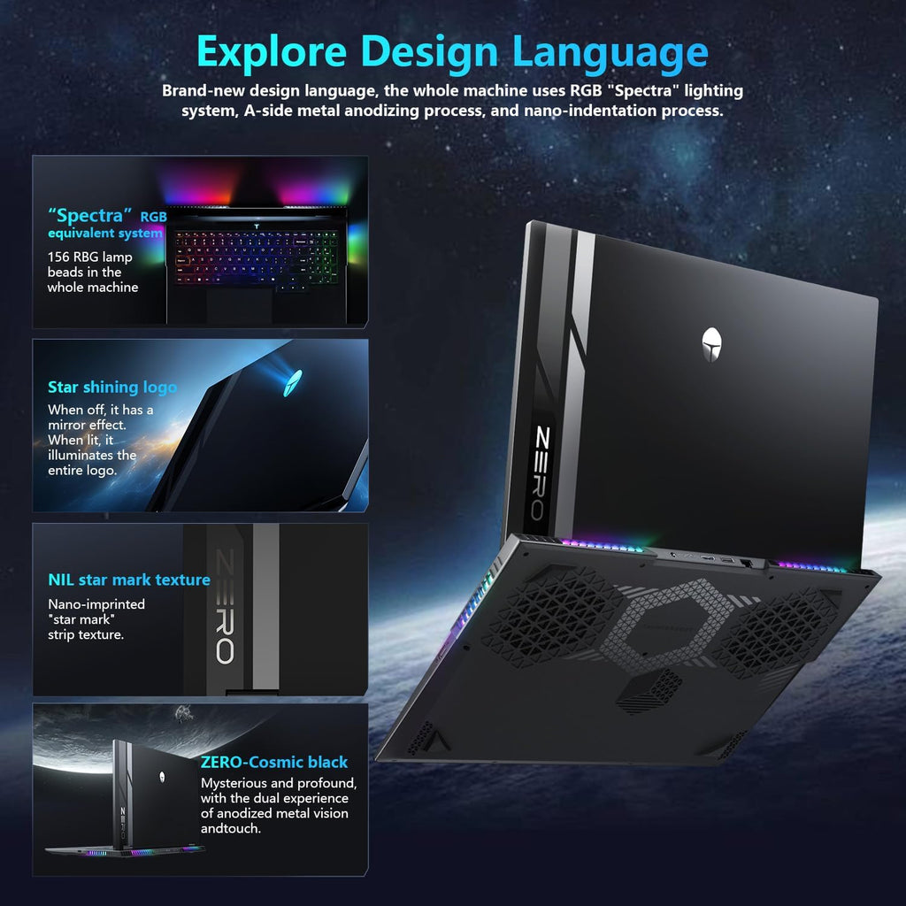 Thunderobot Zero 16 Pro Gaming Laptop, GeForce RTX 5070 Ti, Core Ultra 9 275HX, 16' QHD+ 360Hz Display, 32GB DDR5, 1TB SSD, Per-Key RGB, FHD IR Camera, Wi-Fi 6E, Win 11 Home