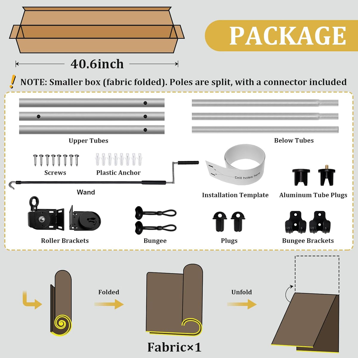 Shade&Beyond Patio Shades Roll Up Outdoor 9' W x 8' H, Cordless Roller Shade Blinds with 90% UV Protection, Exterior Sunshade Cloth Roll for Pergola Porch Gazebo Balcony, Blue Gray