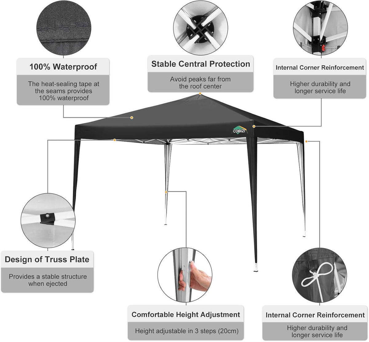 COBIZI Faltbarer Pavillon 3 x 3 cm