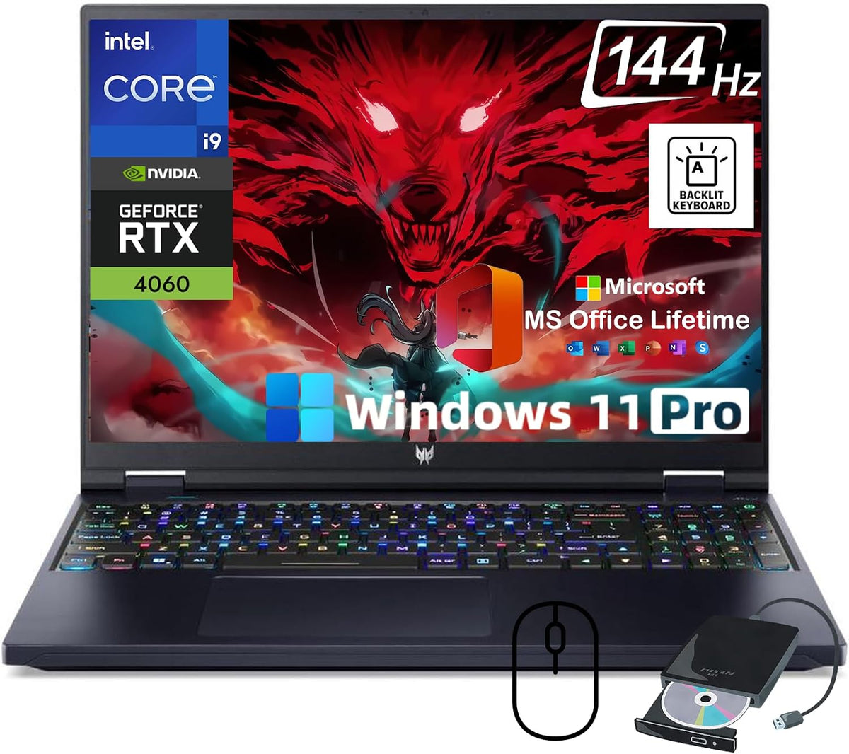 Acer Nitro V 15 Gaming Laptop, Intel 13 Gen Core i9-13900H, GeForce RTX 4060, 15.6' 144 Hz IPS Display, 64 GB DDR5, 2 TB SSD, Wi-Fi 6, Backlit Keyboard, Windows 11 Pro, Microsoft Office Lifetime