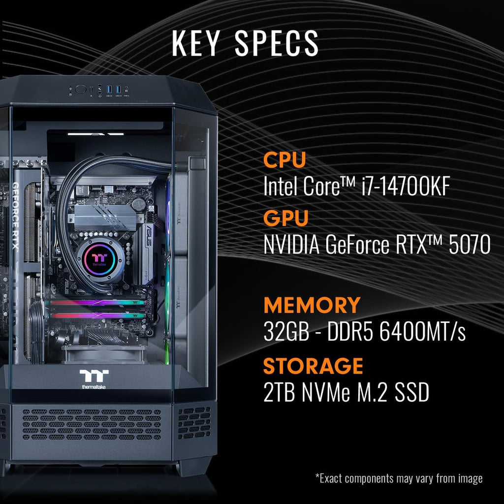 Thermaltake LCGS Reactor i1470 Gaming Desktop (Intel Core™ i9-14900KF, 32GB 6000MT/s DDR5 RGB Memory, NVIDIA GeForce® RTX 5070, 1TB NVMe M.2, WiFi, Windows 11) T3BK-B760-570-LCS