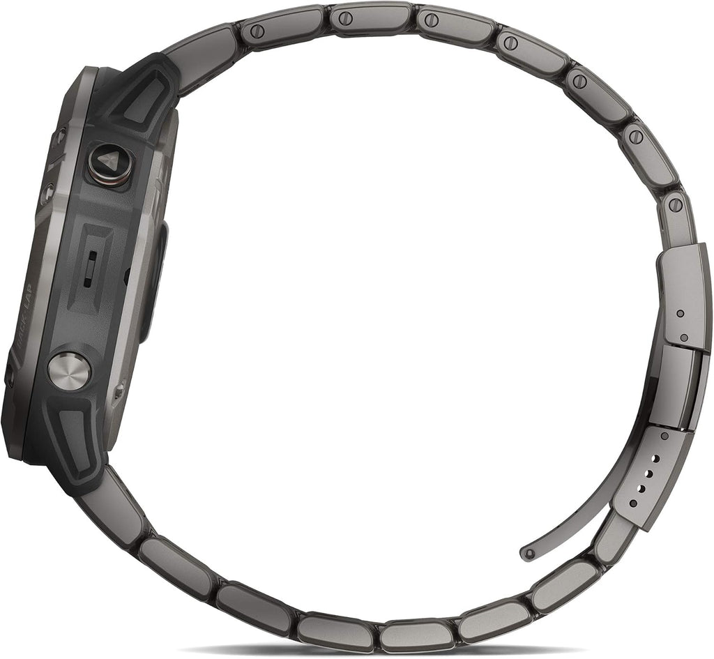 Garmin Fenix 6X Pro Solar, Premium Multisport GPS Watch with Solar Charging Capabilities, Features Mapping, Music, Grade-Adjusted Pace Guidance and Pulse Ox Sensors, Titanium