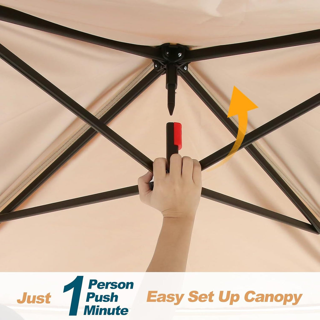 COBIZI 11x11 Pop Up Gazebo Canopy Tent Easy Up Outdoor Gazebo Waterproof Upgrade Portable Gazebo with Mosquito Nettings, Double Vented Roof and Carry Bag for Patio Garden(Brown)