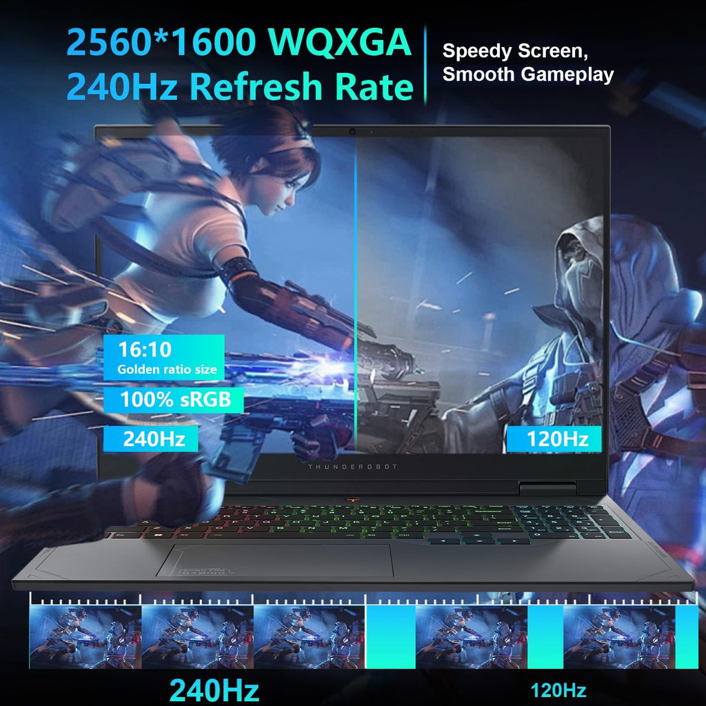 Thunderobot Radiant 16 4060 2.5K Gaming Laptop, 16' WQXGA 240Hz Display, 14th Gen i7-14650HX, GeForce RTX 4060, 32GB DDR5 RAM, 1TB PCIe SSD, RGB Backlit Keyboard, Wi-Fi 6, Win 11, Gray