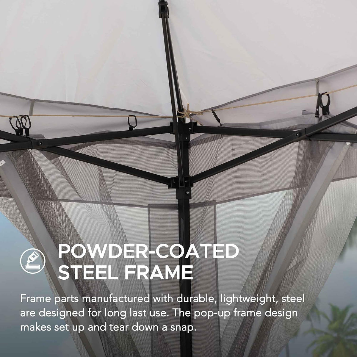 SUNJOY 11x11 ft. Pop-Up Instant Gazebo, Outdoor Portable Steel Frame 2-Tier Top Canopy/Tent with Netting and Carry Bag, Gray