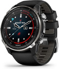 Garmin Descent™ Mk3i – 51 mm Silver and Black PVD Titanium with Black/Pebble Gray Silicone Band