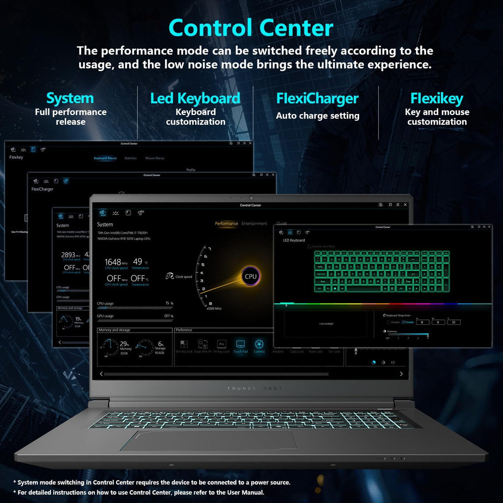 Thunderobot Storm 17 5060 Gaming Laptop, 17.3' QHD 165Hz 2K Display, Core i7-13620H, GeForce RTX 5060, 32GB DDR5 RAM, 2TB SSD, RGB Backlit Keyboard, Wi-Fi 6, Win11 Home