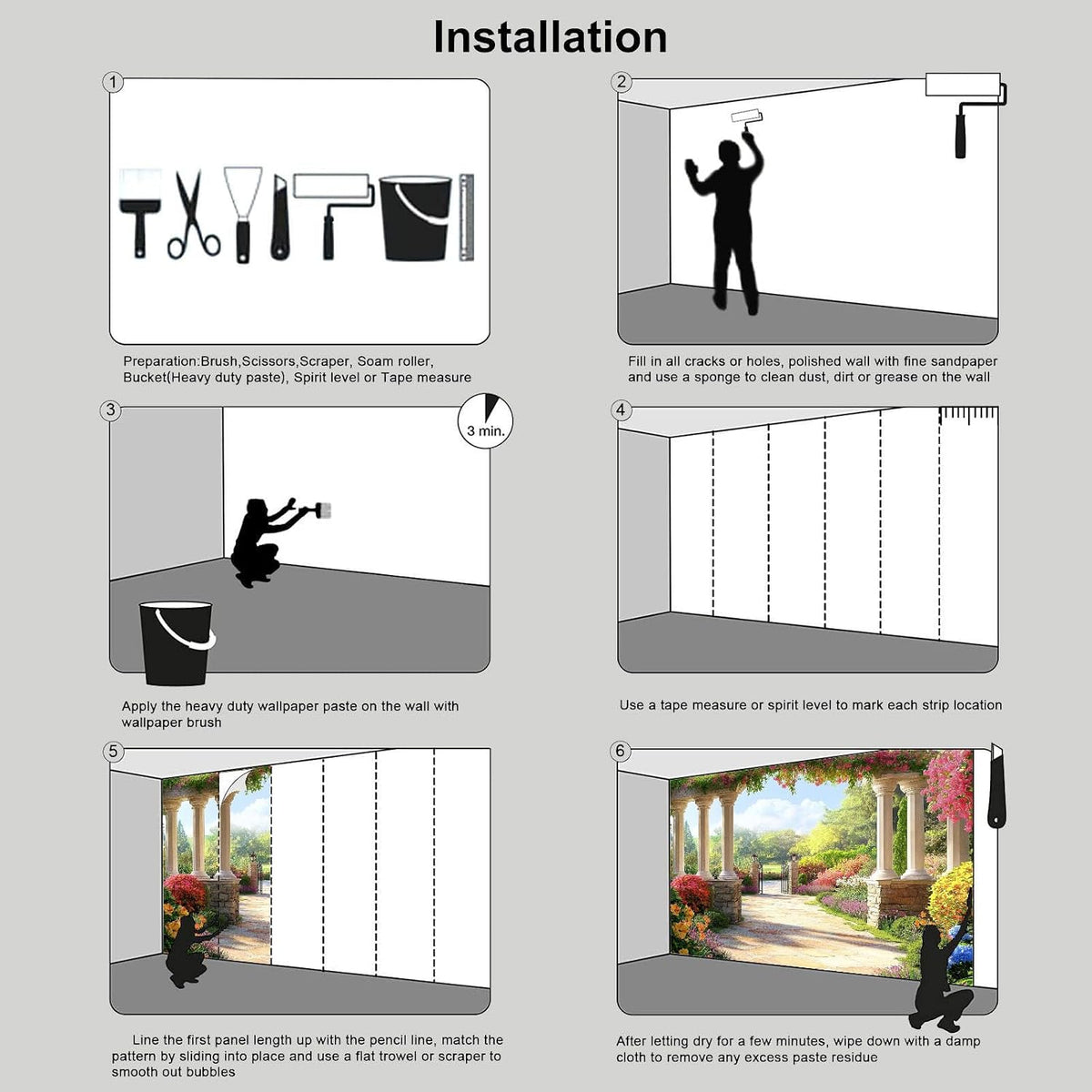 Garden Pavilion Photo Wallpaper - 151' Wx 105' H Garden View Wall Mural Wall Sticker Decoration,Large Silk Cloth Wallpaper for Living Room Bedroom Nursery Sofa Background