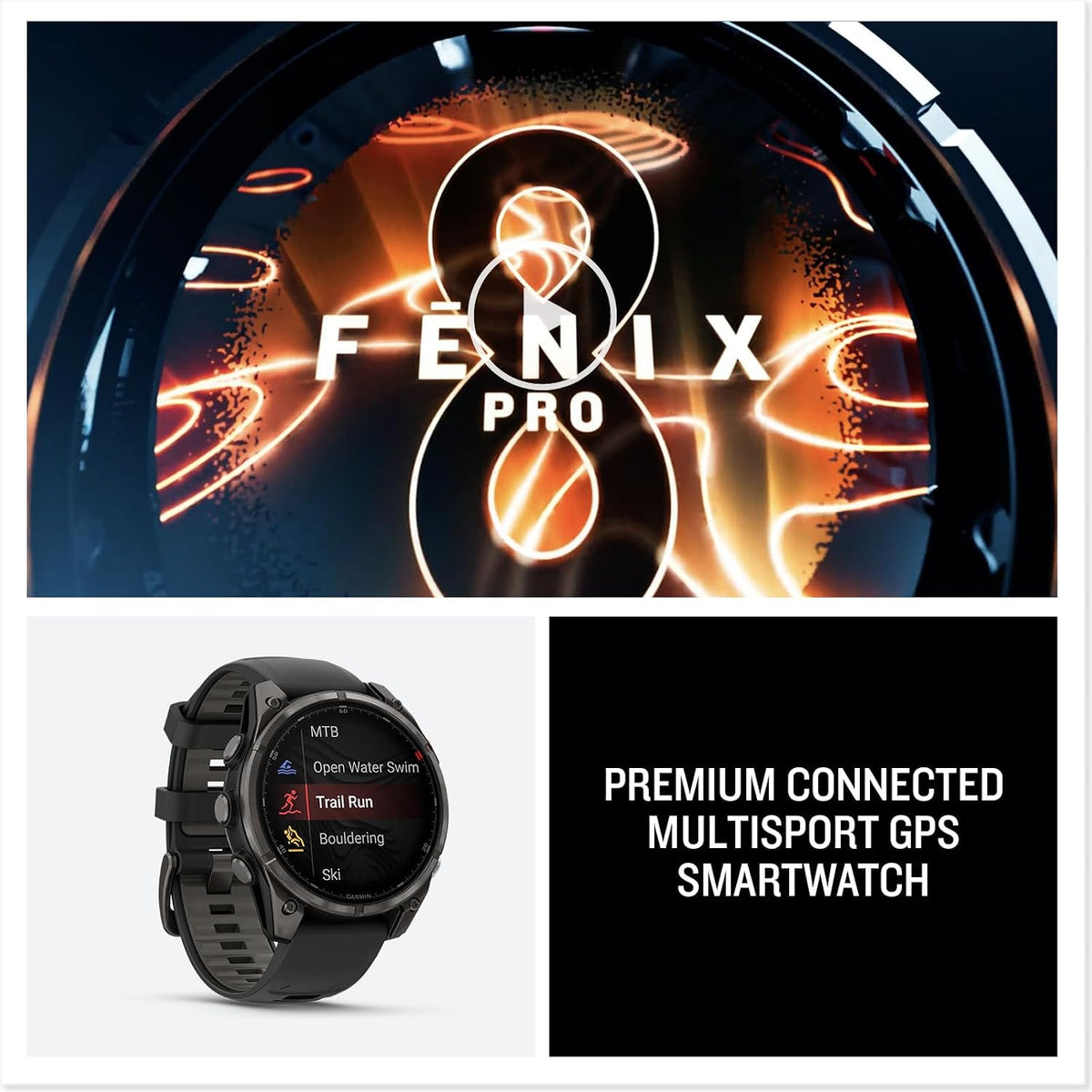 Garmin Fenix 8 Pro, 47mm, AMOLED Display, Premium Multisport GPS Smartwatch, inReach Technology for Emergency Survival, Health Tracking | Carbon Gray/Black, Signature Series Power Bundle
