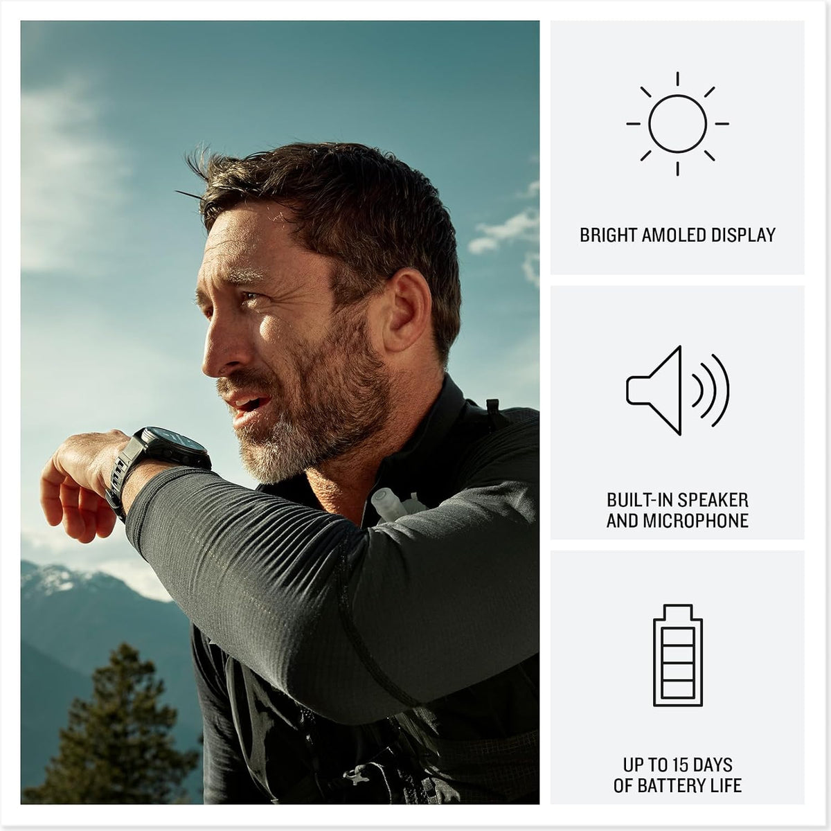 Garmin fēnix® 8 Pro, 51mm, AMOLED Display, Premium Connected Multisport GPS Smartwatch, inReach® Technology, Sapphire, Titanium with Graphite/Black Silicone Band