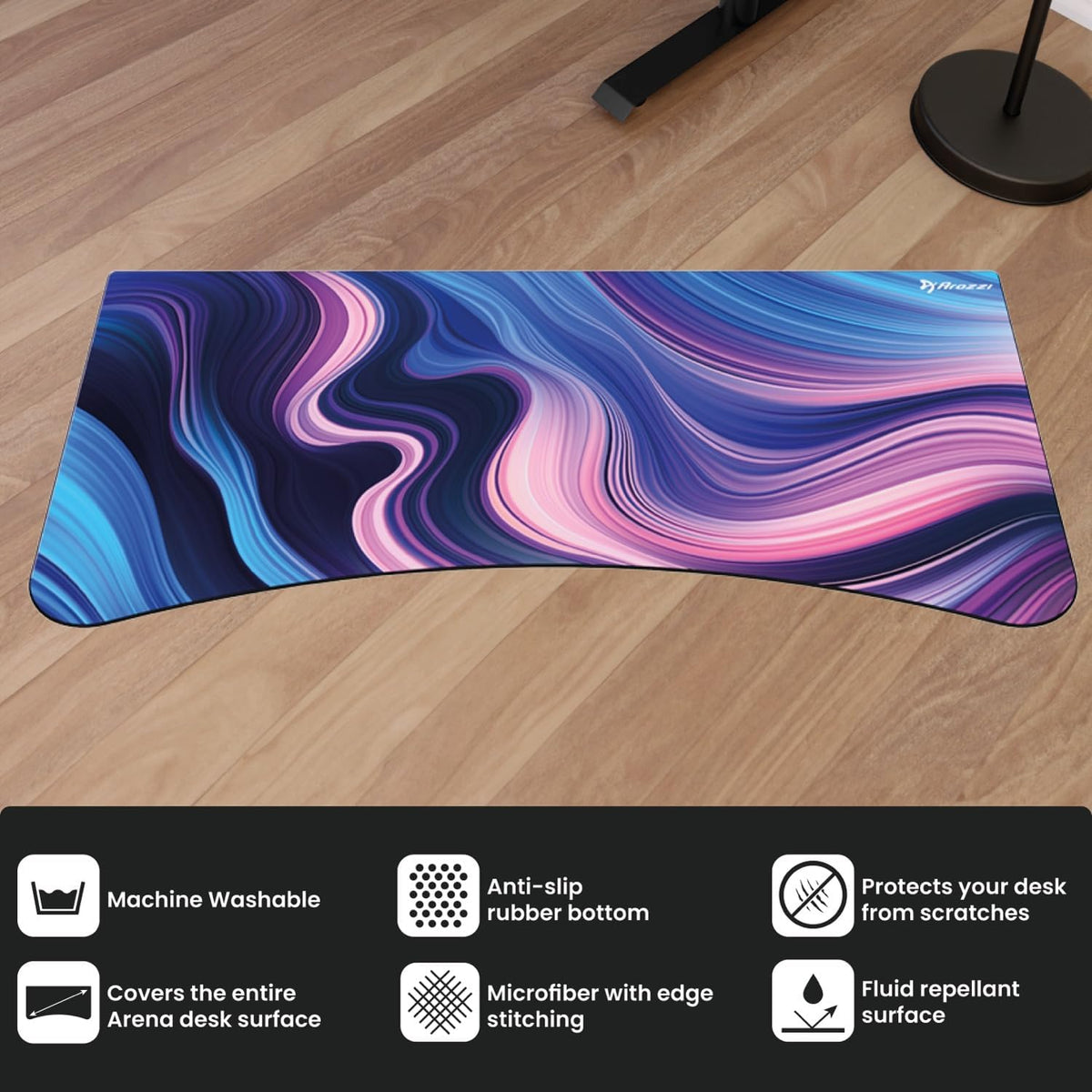 Arozzi Arena Gaming Desk Mat, Full Surface Custom Desk Pad, Interchangeable, Water Resistant & Washable Computer Desk Mouse Pad with Stitched Edges (D029)