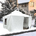 Domi 8' x 8' Universal Winter Gazebo Cover, All Season Waterproof Enclosed Cover with Sidewalls & Ventilated Mesh Windows, All-Weather Outdoor Cover for Hardtop Gazebos, White