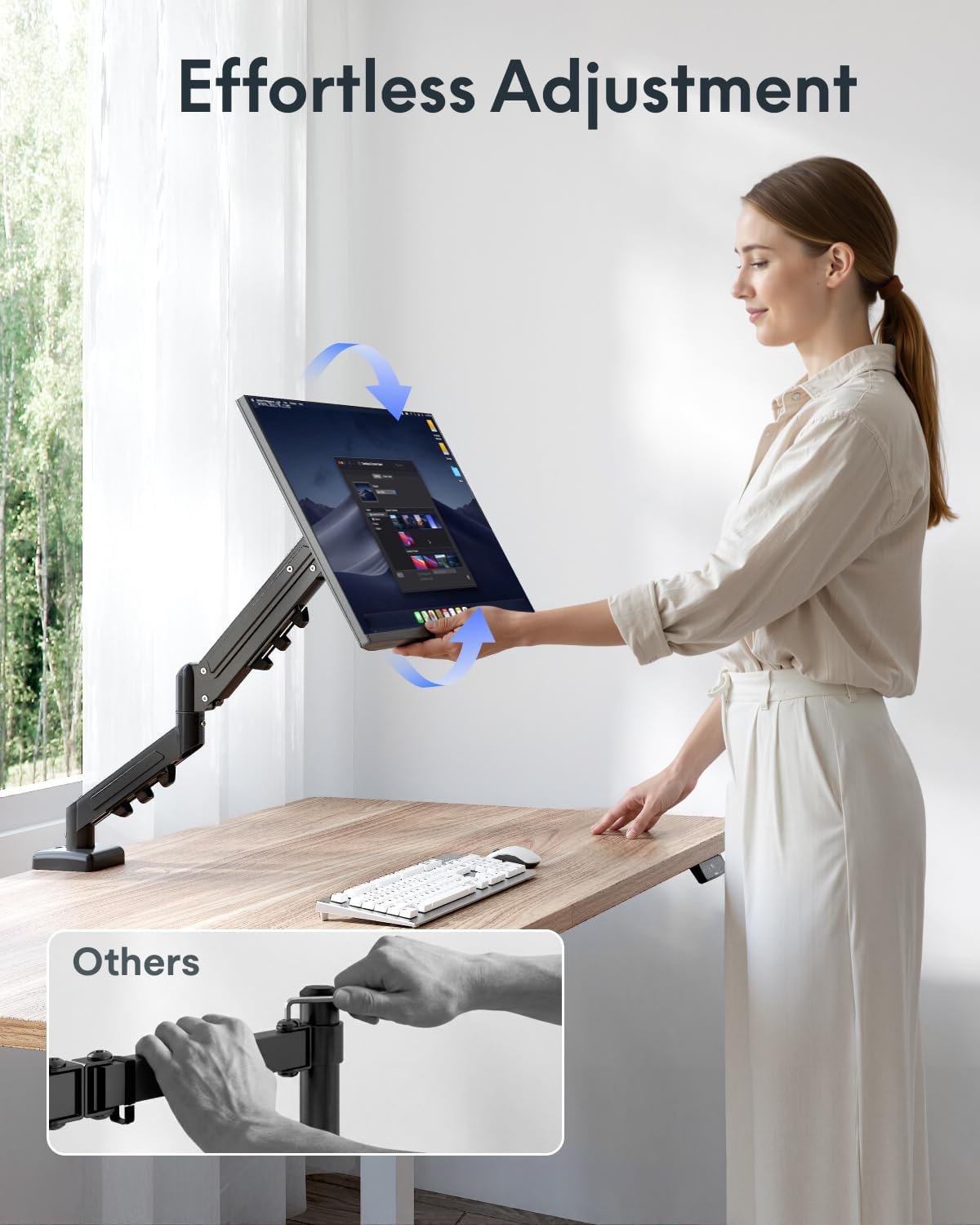 FLEXISPOT EN2 55''x28'' Standing Desk with Monitor Mount Bundle, 1' Thick One-Piece Desktop, Fully Adjustable Single Monitor Arm with Cable Management, Bundle for Home Office, Gaming & Study, Black