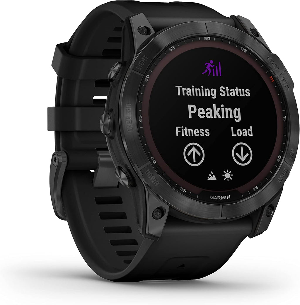 Garmin Fenix 7X Solar-Powered Waterproof 1.4-Inch Display Multisport GPS Watch with Built-in LED Flashlight and Bluetooth (Slate Gray with Black Band)