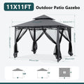 MASTERCANOPY Outdoor Garden Gazebo for Patios with Stable Steel Frame and Netting Walls (11x11,Dark Gray)