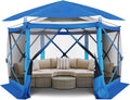 COBIZI 12x12 FT Pop Up Canopy Stargazing Tent, Gazebos On Clearance with Removable Roof,Instant Screened in Gazebo, Screen Tents Portable carpas para Patio for Outdoor Camping,Backyard, Garden, Blue