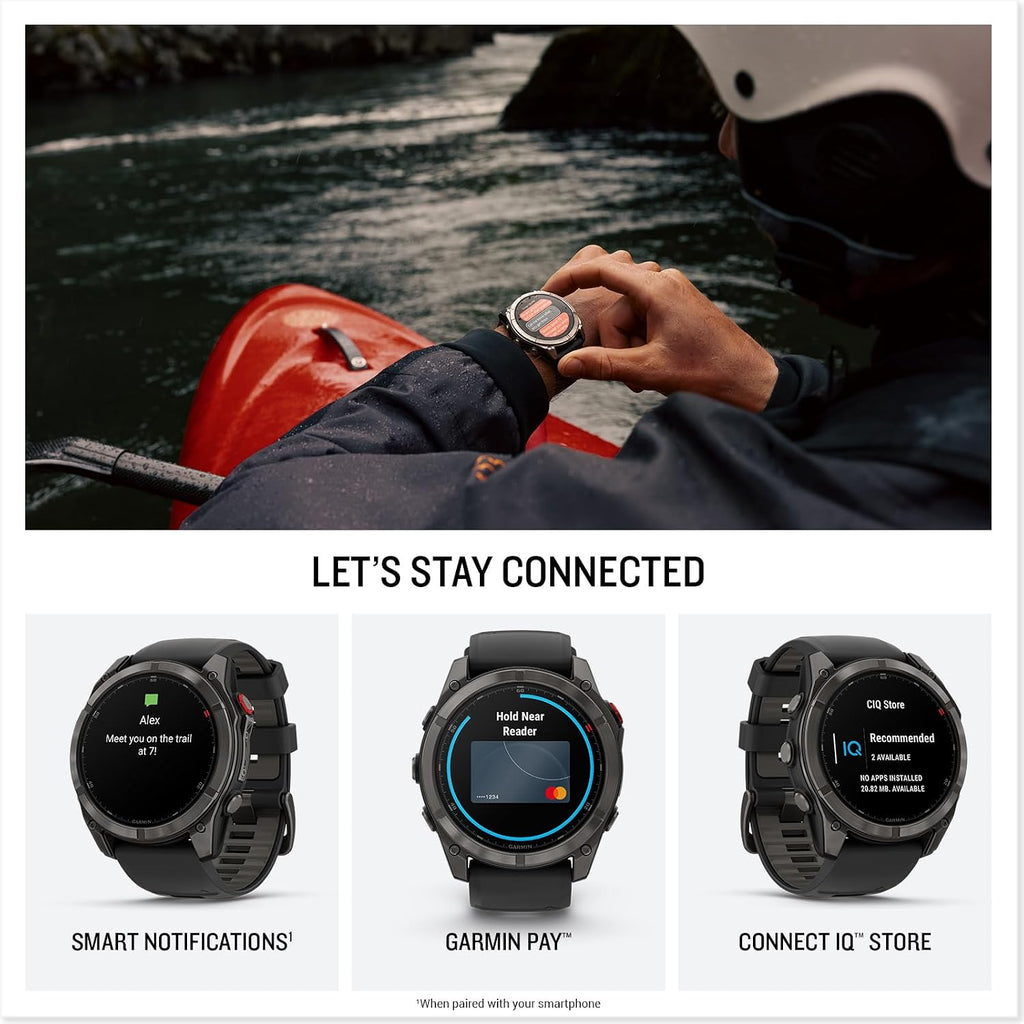 PlayBetter Garmin Fenix 8 Pro AMOLED Sapphire (51mm, Carbon Gray DLC Titanium) Multisport GPS Smartwatch Bundle - 1.4' Touchscreen, inReach Technology Portable Charger & Screen Protectors