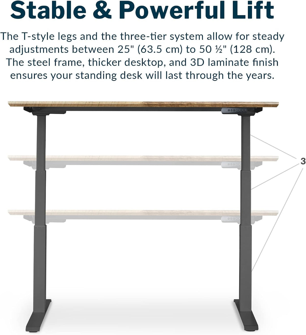 Vari Classic Electric Standing Desk - VariDesk Height Adjustable Sit/Stand Desk - Dual Motor with Memory Presets, Stable T-Style Legs - Gaming or Home Office Workstation - 60'x30', Reclaimed Wood