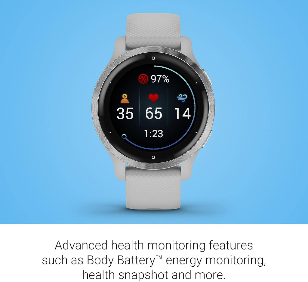 Garmin Venu 2S, Smaller-Sized GPS Smartwatch with Advanced Health Monitoring and Fitness Features, Silver Bezel with Light Gray Case and Silicone Band, (010-02429-02) (Renewed)