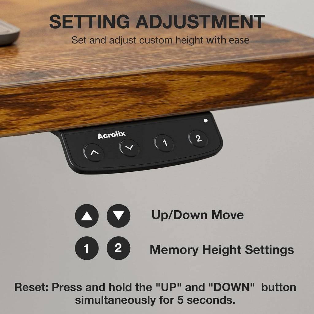 Acrolix Electric Standing Desk, Height Adjustable Home Office Desk with Memory Presets & Cable Management,Rustic Brown Sit Stand Desk for Work from Home, Ergonomic Computer Desk (63' x 24')