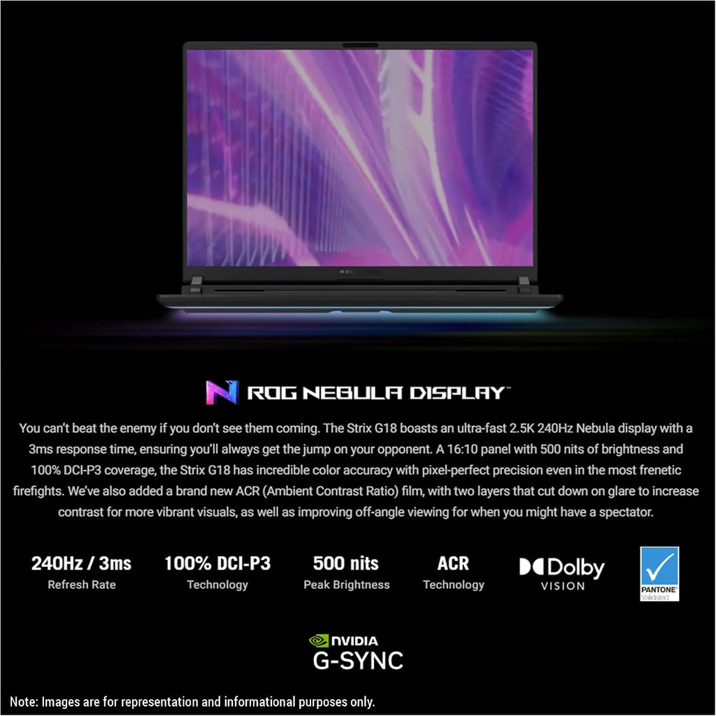 ASUS ROG Strix G18 Gaming Laptop, Intel Ultra 9-275HX, 32 GB DDR5 RAM, 1 TB PCIe SSD, 18' 2.5K (2560x1600) Display, Nvidia G-Force RTX 5060, Backlit Chiclet 4-Zone RGB Keyboard, W11 Home, Eclipse Gray