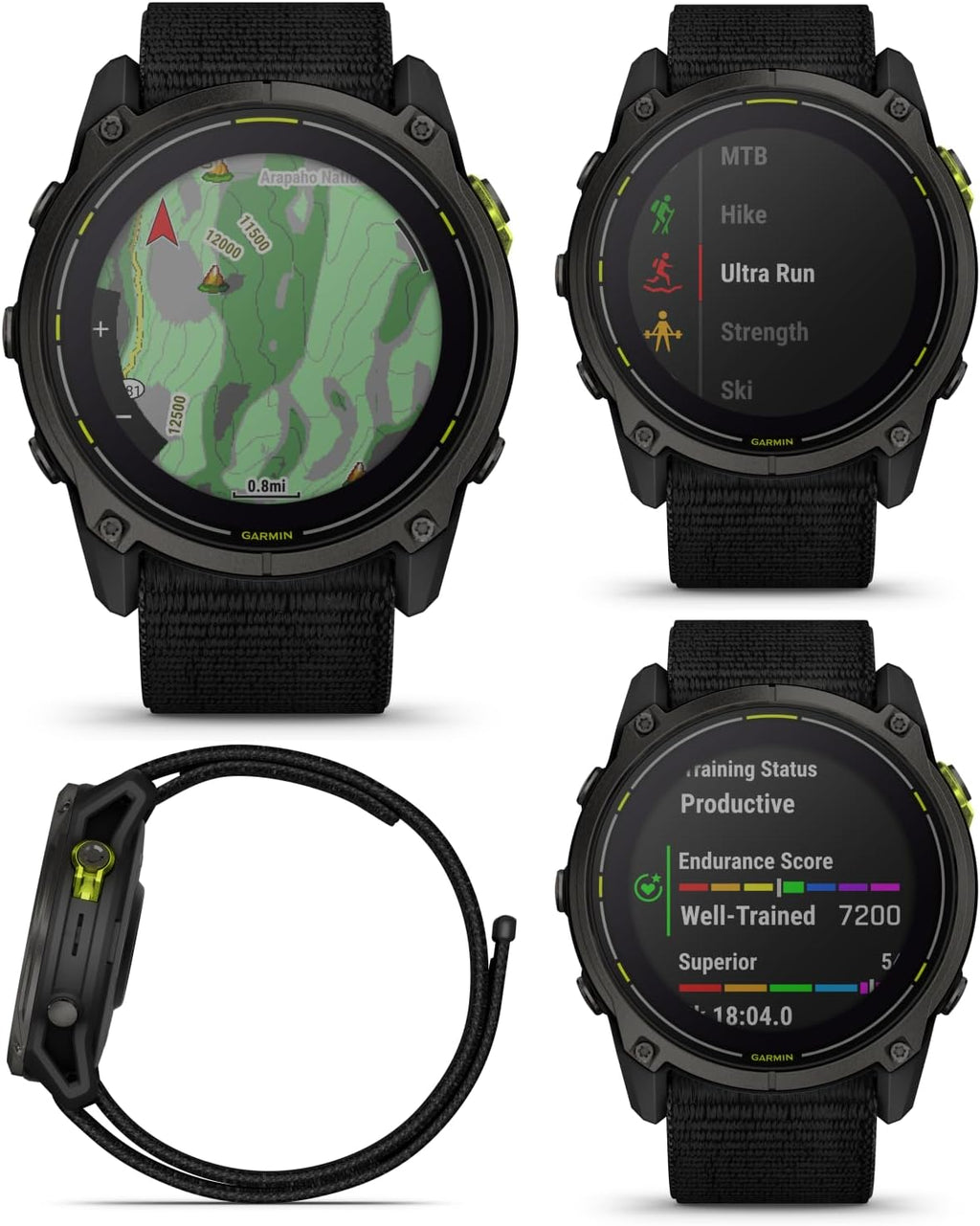 Garmin Enduro 3 – 51 mm, Solar, Sapphire, Ultraperformance GPS Smartwatch, Carbon Gray DLC Titanium with Black UltraFit Nylon Strap Bundle