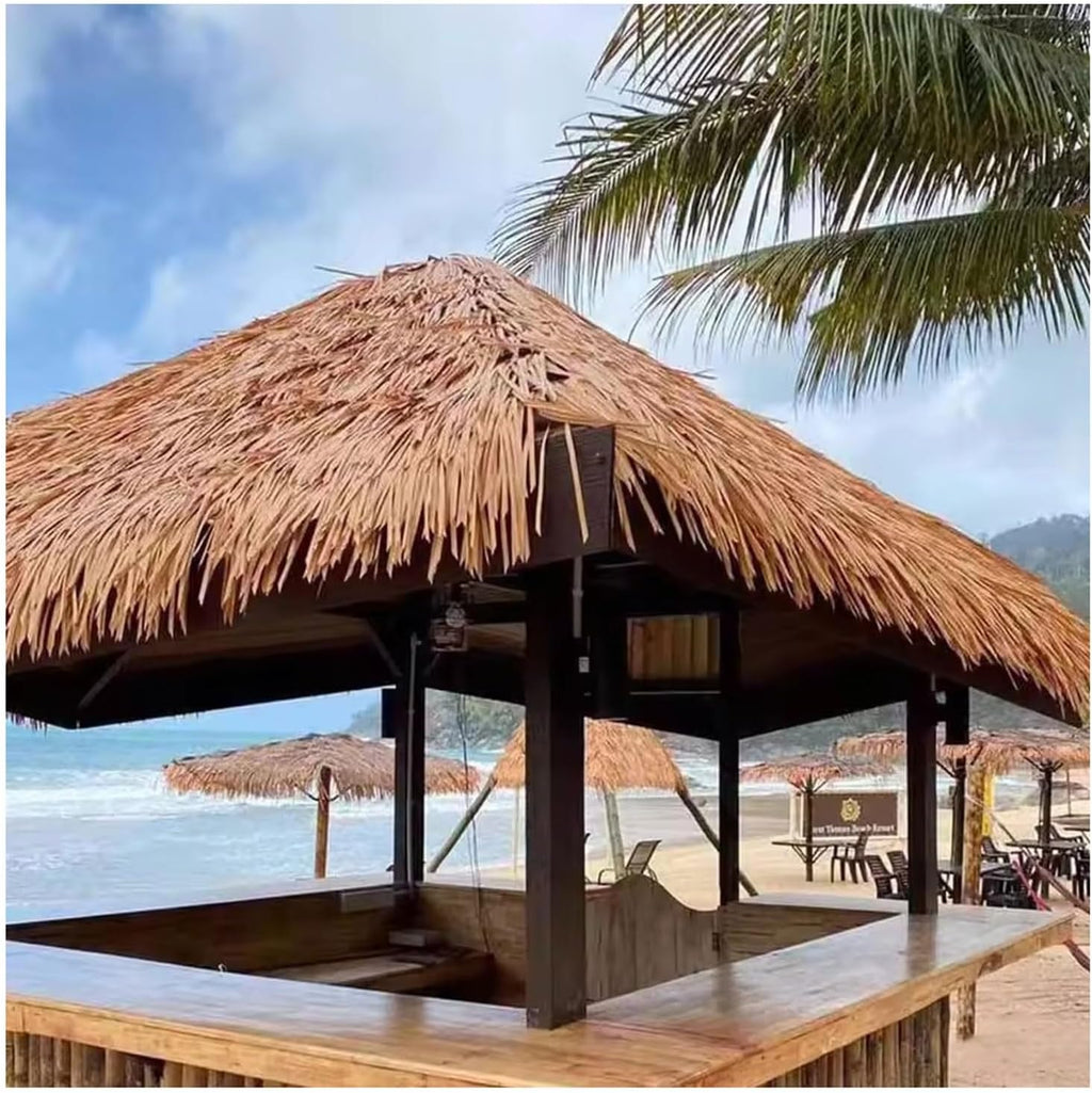 Mexican Straw Roof Thatch-Artificial Sheet For Tiki Bar Hut, Weatherproof Outdoor Umbrella, Garden Pavilion, Patio Or Fence Decoration, Palm Leaf Style, Eco-Friendly Artificial Roofing Roll 1x0.5m(1.6