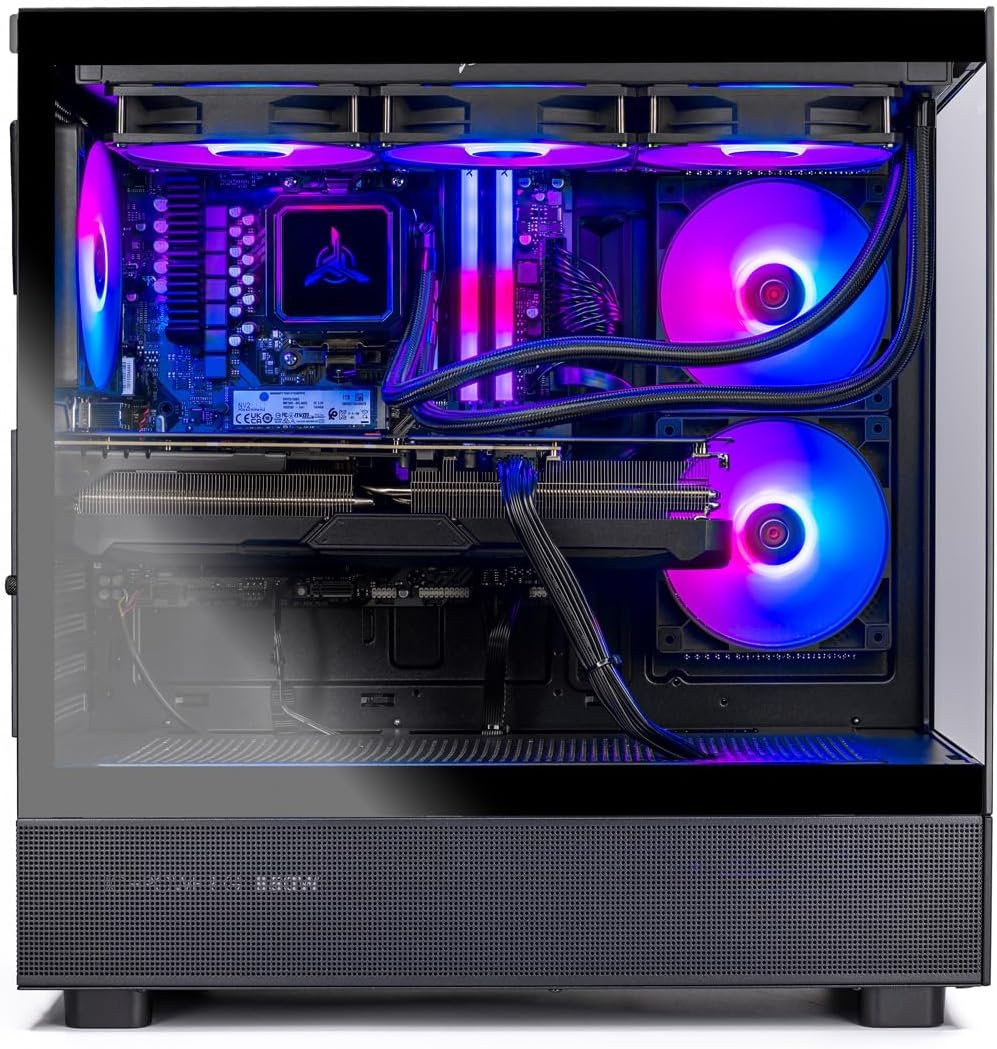 Skytech Gaming Azure 3 Desktop PC, Intel i7 14700F 2.1 GHz (5.3GHz), NVIDIA RTX 5070 12GB, 1TB Gen4 NVMe SSD, 32GB DDR5 RAM 6000 RGB, 850W Gold PSU, 360mm ARGB AIO, Wi-Fi, Win 11