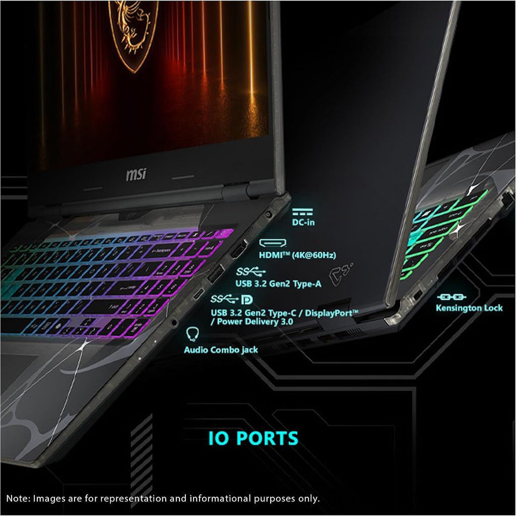 msi Cyborg 17 Gaming Laptop, Intel 7-240H, 16 GB DDR5 RAM, 1 TB PCIe SSD, 17.3' FHD (1920x1080) 144Hz Display, Nvidia G-Force RTX 5060, 4-Zone RGB Keyboard, W11 Home, Translucent Black