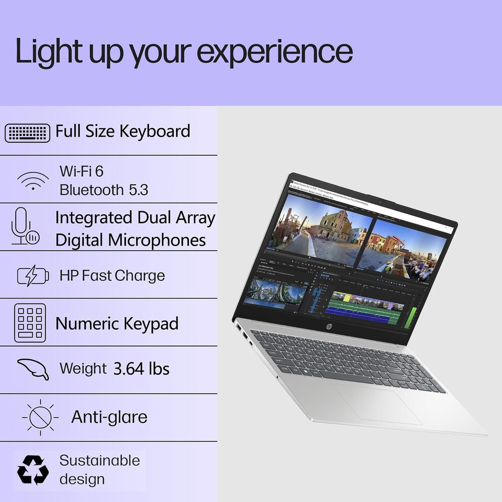 HP Pavilion 15.6' FHD Laptop Computer, 8GB DDR4 RAM, 256GB PCIe SSD, Intel N100 CPU, 2026 Edition, Portable Design, WiFi 6, Bluetooth, Webcam, Type-C, Office 365, Windows 11, Type C RJ45, Light Gray