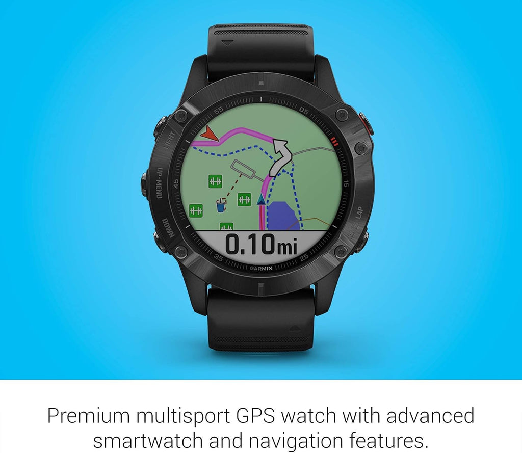 Garmin Fenix 6 Pro, Premium Multisport GPS Watch, Features Mapping, Music, Grade-Adjusted Pace Guidance and Pulse Ox Sensors, Black (Renewed)