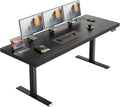 OffiGo 71 Inch Executive Electric Standing Desk, Height Adjustable Desk with Power Outlet & 1.38' Thick 3-Piece Desktop, Sit Stand Computer Desk for Home, Office, Conference Room, Black