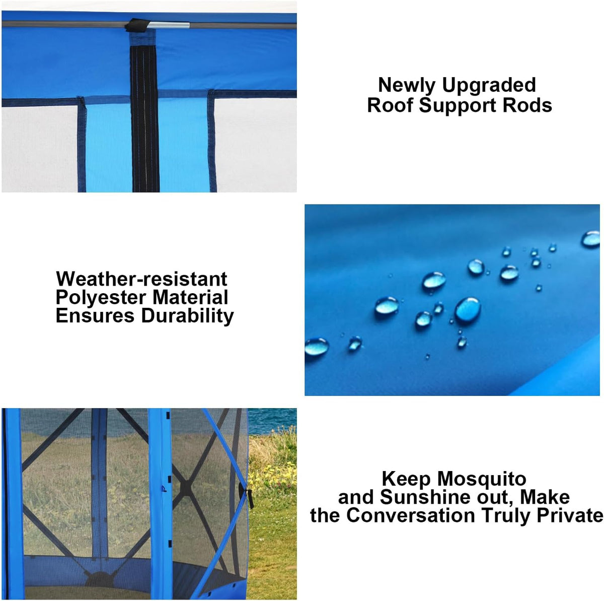 COBIZI 12x12 FT Pop Up Canopy Stargazing Tent, Gazebos On Clearance with Removable Roof, Screened in Gazebo, Screen Tents Portable carpas para Patio for Outdoor Camping,Backyard, Garden, Blue(Pro)