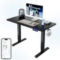 HUANUO 32' AI Smart Standing Desk with App-Synced Sedentary Reminders, Electric Height Adjustable Desk with Body-Data Ergonomic Presets, Voice Control Alexa/Google/Siri, 3 Memory Settings Table, Black