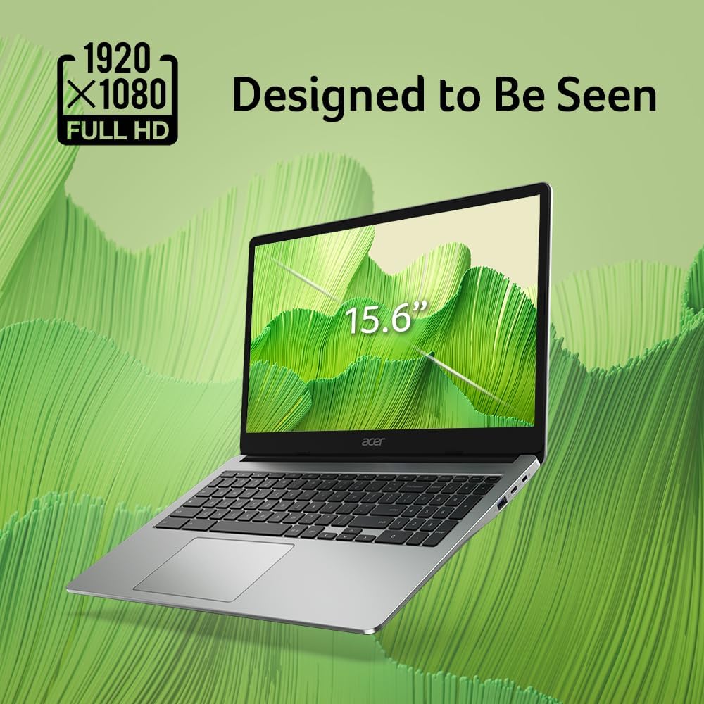 Acer Chromebook 315 Laptop, Celeron N4500, 15.6' Full HD IPS Display, 4GB LPDDR4X, 64GB eMMC, Wi-Fi 6, DTS Audio, USB Type-C, Chrome OS, CB315-4H-C8XU, Silver