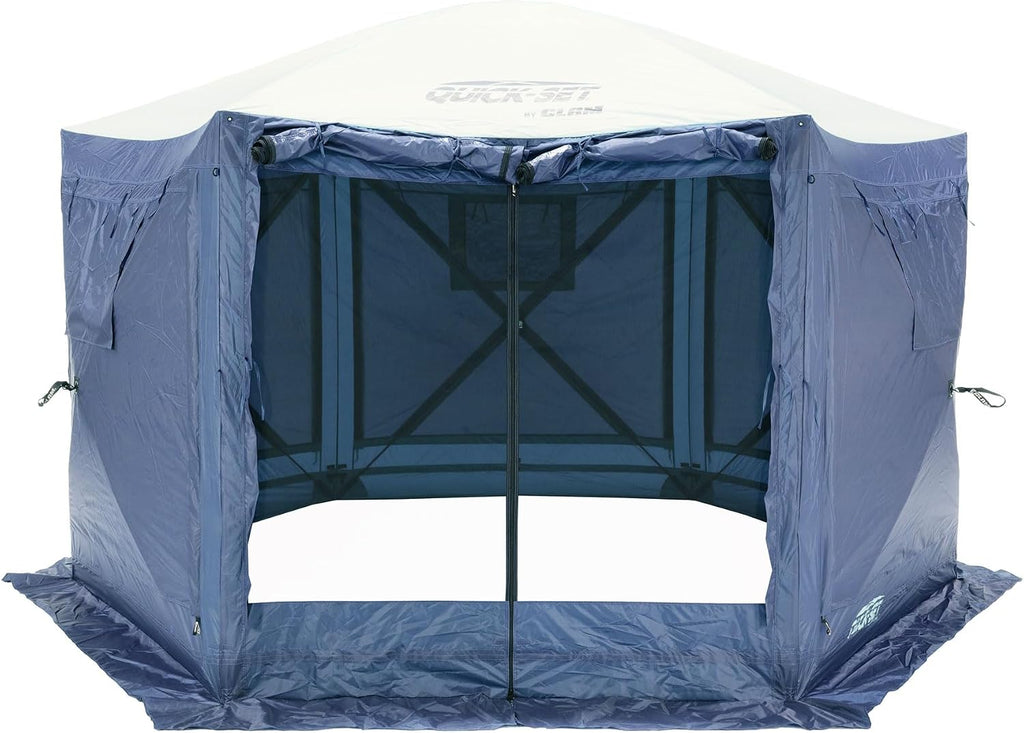 CLAM Quick-Set Pop Up Screen Tent, Pavilion, 12.5 ft, Instant Setup Slate Blue Large Outdoor Gazebo Canopy Shelter, Spacious 8-Person Bug-Free Tent for Parties, Backyard, Camping, Events - Slate Blue