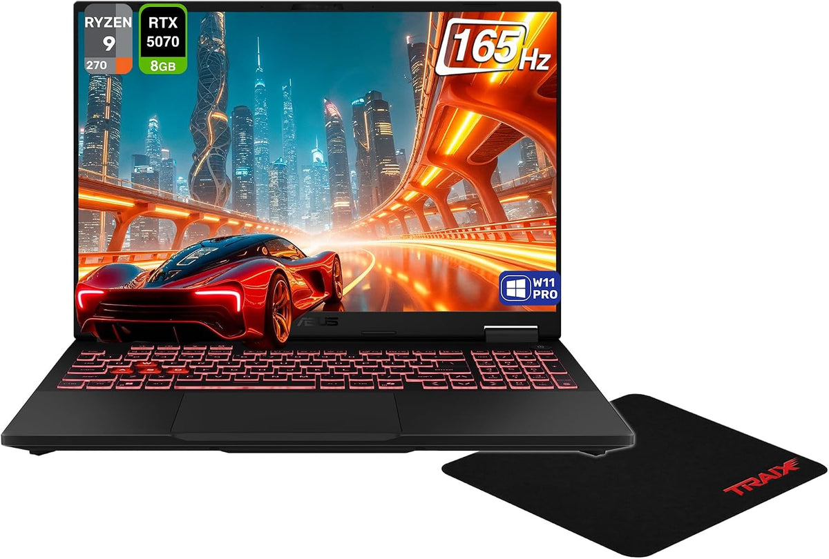 ASUS TUF A16 Copilot+ Gaming Laptop, AMD Ryzen AI 9 270, 32 GB DDR5 RAM, (1 TB + 1 TB) PCle SSD, 16' FHD+ (1920x1200) 165Hz, Nvidia G-Force RTX 5070, 1-Zone RGB Keyboard, W11 Pro + Traix Mousepad