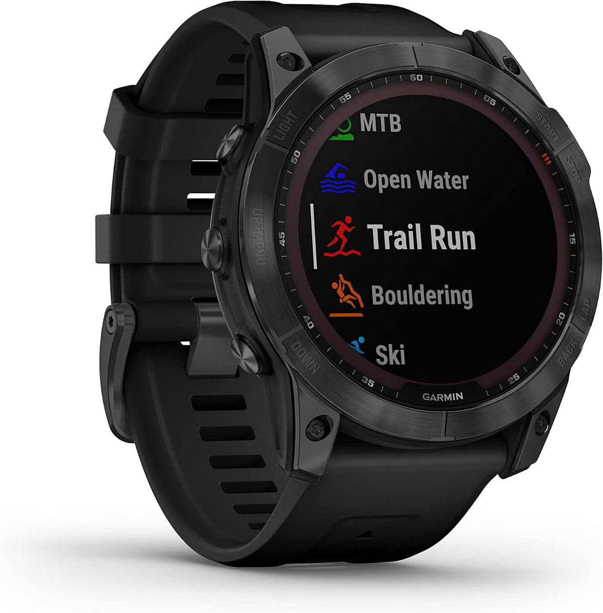 Garmin Fenix 7X Solar-Powered Waterproof 1.4-Inch Display Multisport GPS Watch with Built-in LED Flashlight and Bluetooth (Slate Gray with Black Band)