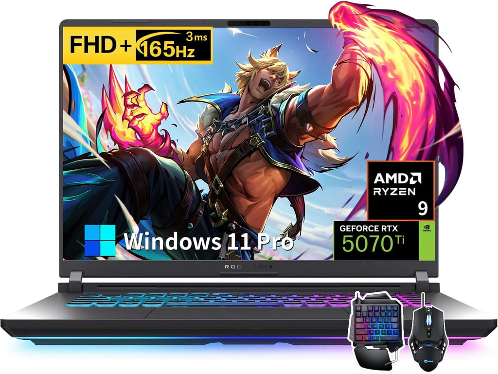 ASUS ROG Strix G16 2025 Gaming Laptop, 16' FHD+ 165Hz Nebula Display, AMD Ryzen 9 8940HX, GeForce RTX 5070Ti 12GB GDDR7, 32 GB DDR5, 2 TB SSD, Backlit KB, Windows 11 Pro, w/Accessories