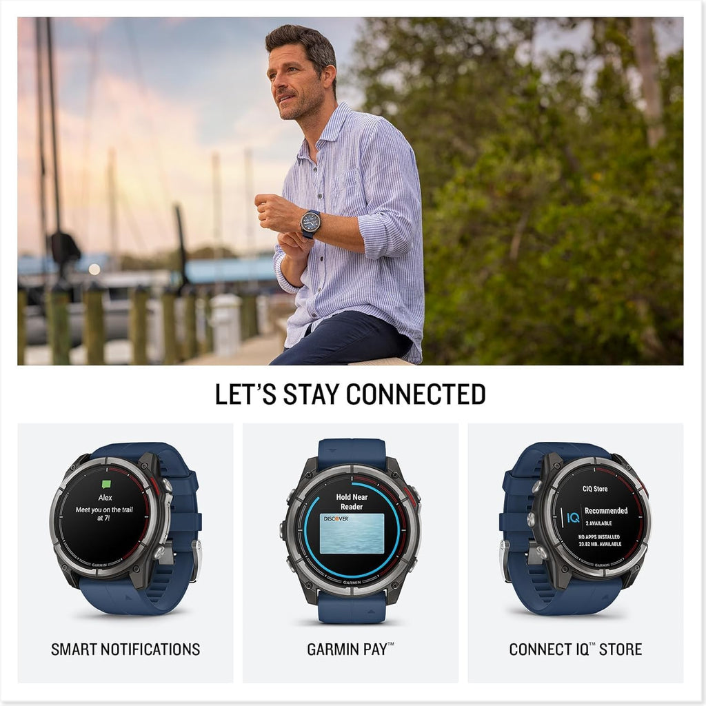 Garmin quatix 8 (47 mm) Marine GPS Smartwatch Bundle - Bright AMOLED Display, Chartplotter Controls, Built-in Flashlight, 24/7 Health & Wellness Features with PlayBetter Portable Charger