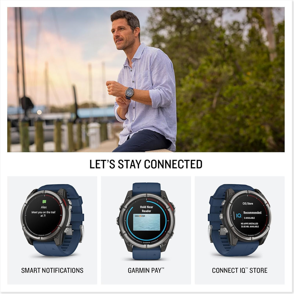 Garmin quatix 8 (47 mm) Marine GPS Smartwatch Bundle - Bright AMOLED Display, Chartplotter Controls, Built-in Flashlight, 24/7 Health & Wellness Features with PlayBetter Portable Charger