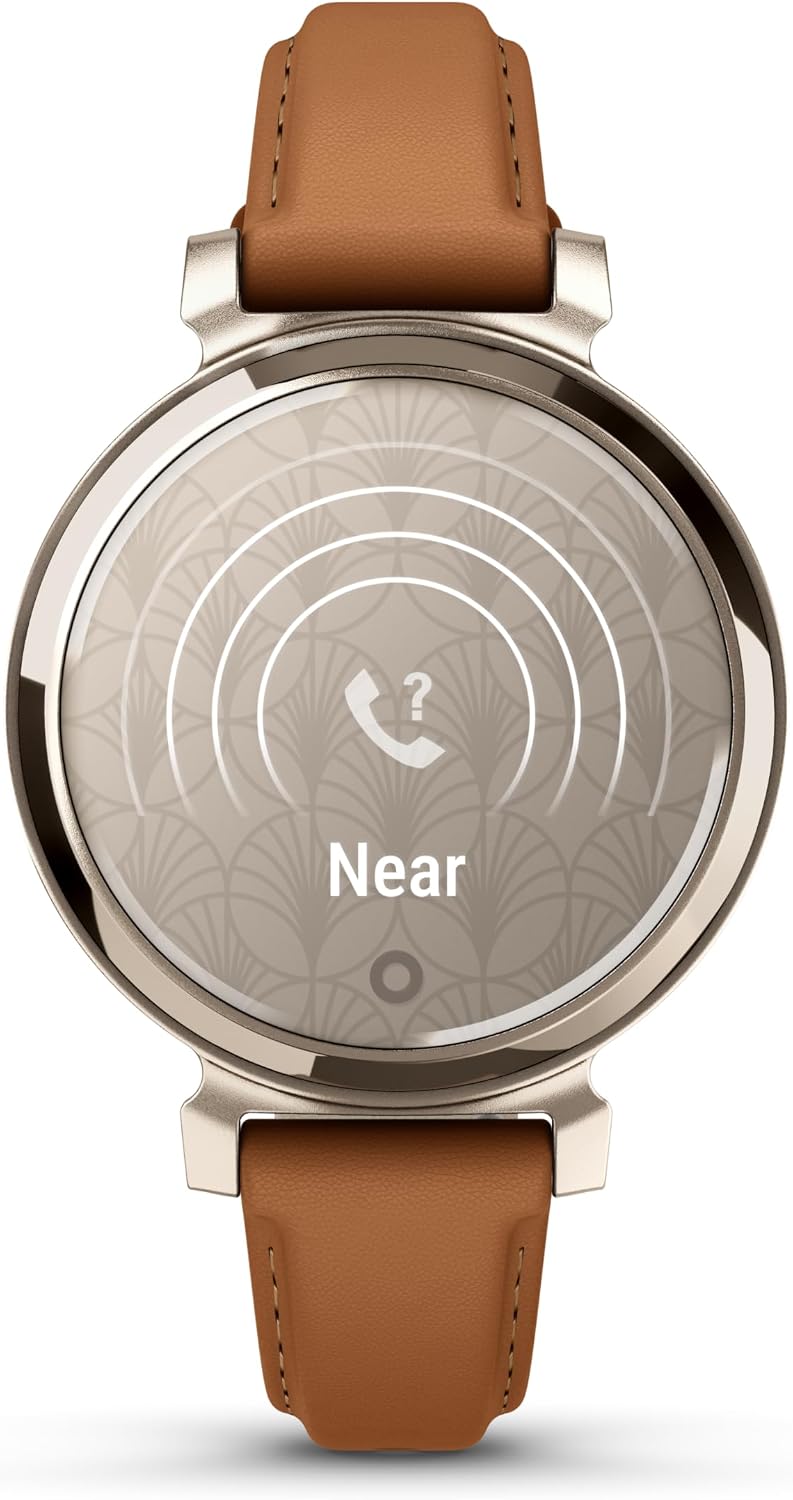 Garmin Lily 2, Small and Stylish Smartwatch, Hidden Display, Patterned Lens, Up to 5 Days Battery Life, Tan (Renewed)