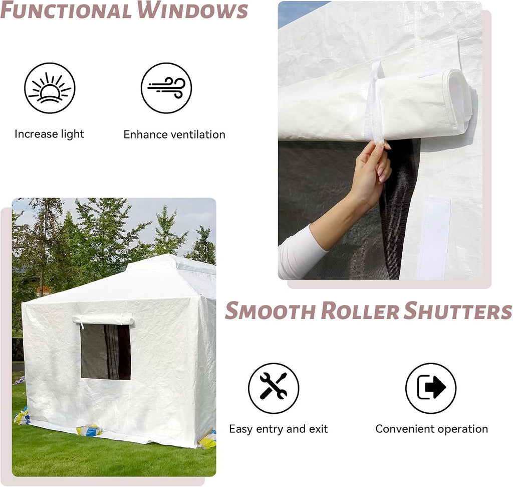8x8 FT Outdoor Gazebo Cover for Hardtop Gazebo, Universal Winter Gazebos Cover with Sidewalls and Mesh Windows, All-Season Used -White (Gazebos Not Included)