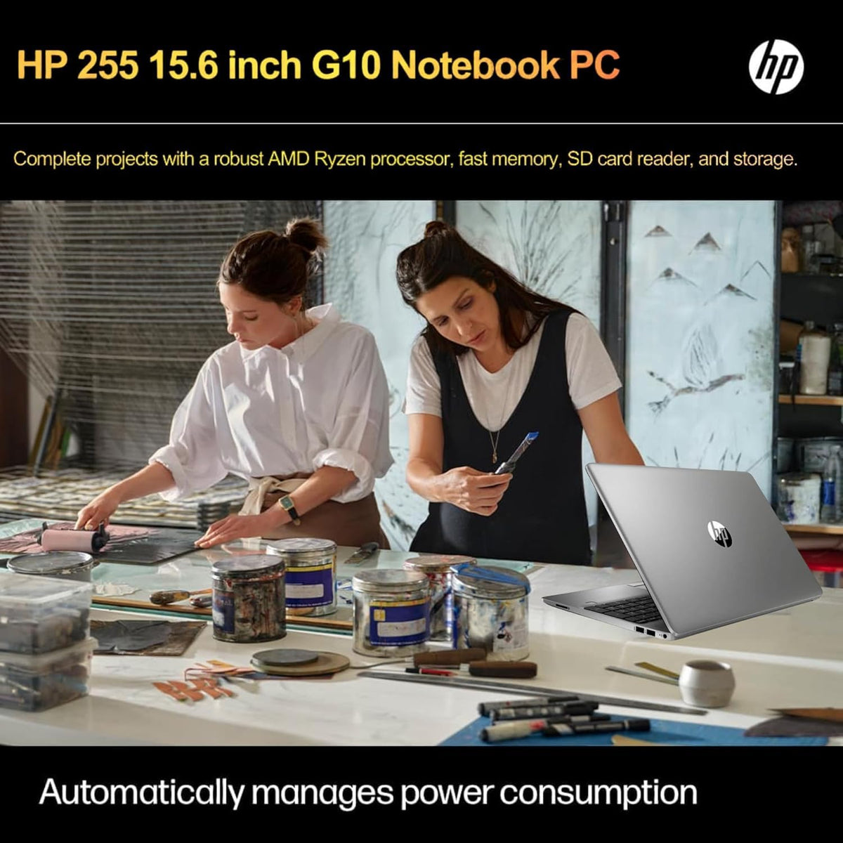HP 255 G10 Laptop for Home or Work, 32GB RAM, 1TB SSD, 15.6' Full HD, Ryzen 3 7330U (Beat Intel i5-1135G7), HDMI, USB-C, Windows 11 Pro, Business and Fun Ready