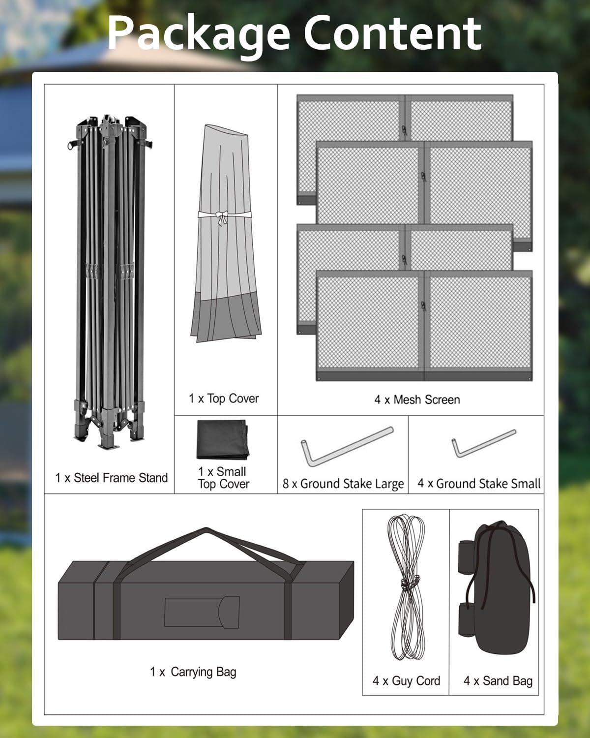 Garveelife 11x11 Pop Up Gazebo Tent with Mosquito Netting, Outdoor Canopy Shelter Easy Setup, Water & UV Resistant - Green